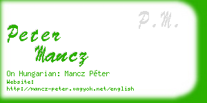 peter mancz business card